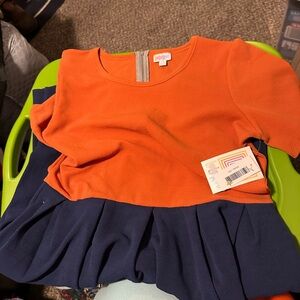 NWT Lularoe Orange and Navy Amelia Dress